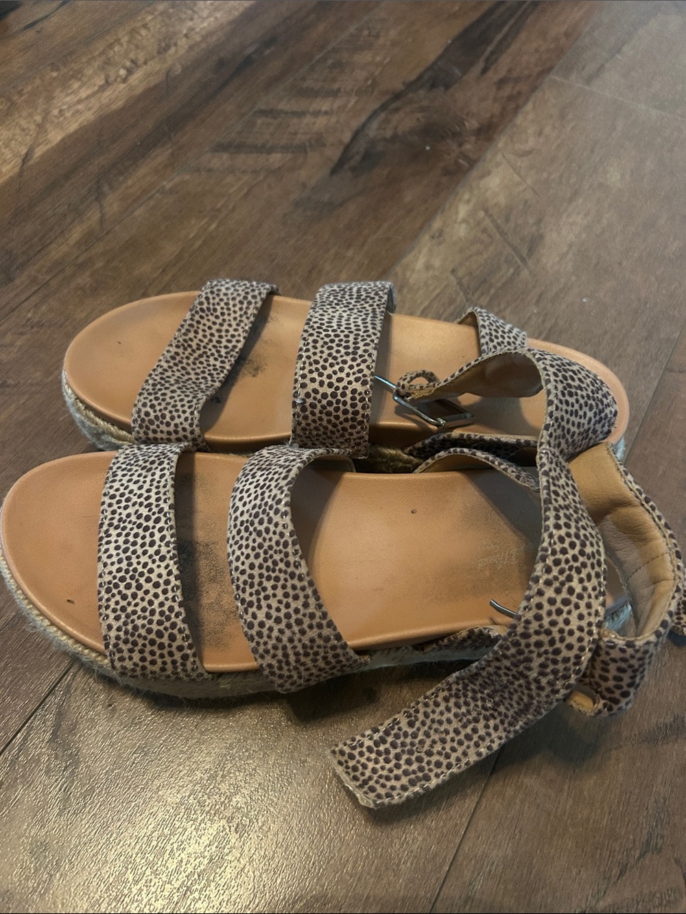 Kids Tan Leopard Print Strappy Sandals